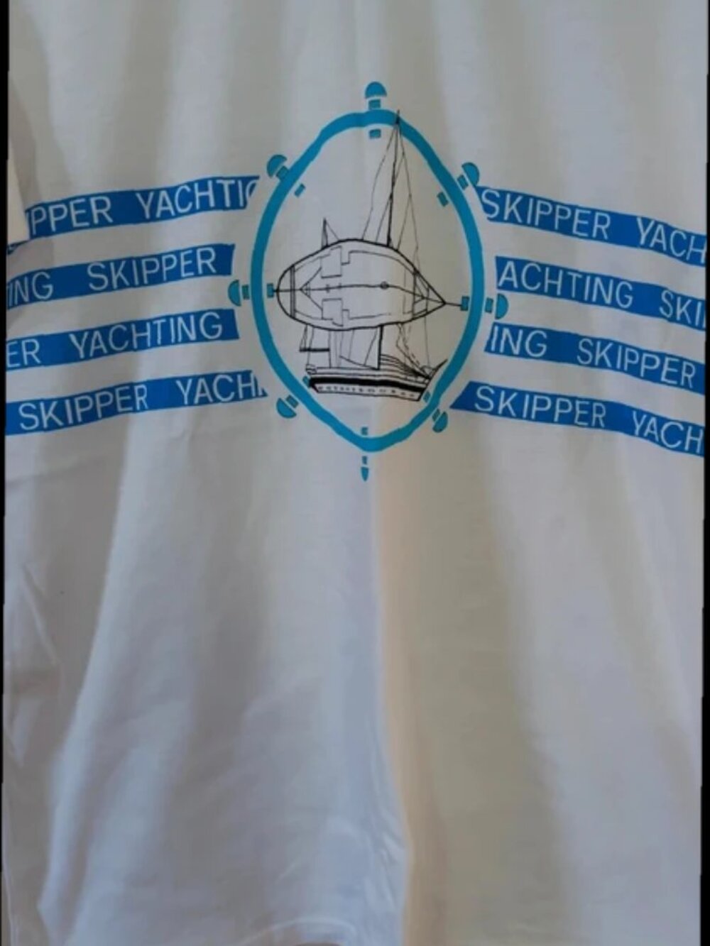Vintage Skipper Yachting Sailboat Graphic T Shirt Size M Nautical Marine Summer - Picture 5 of 5